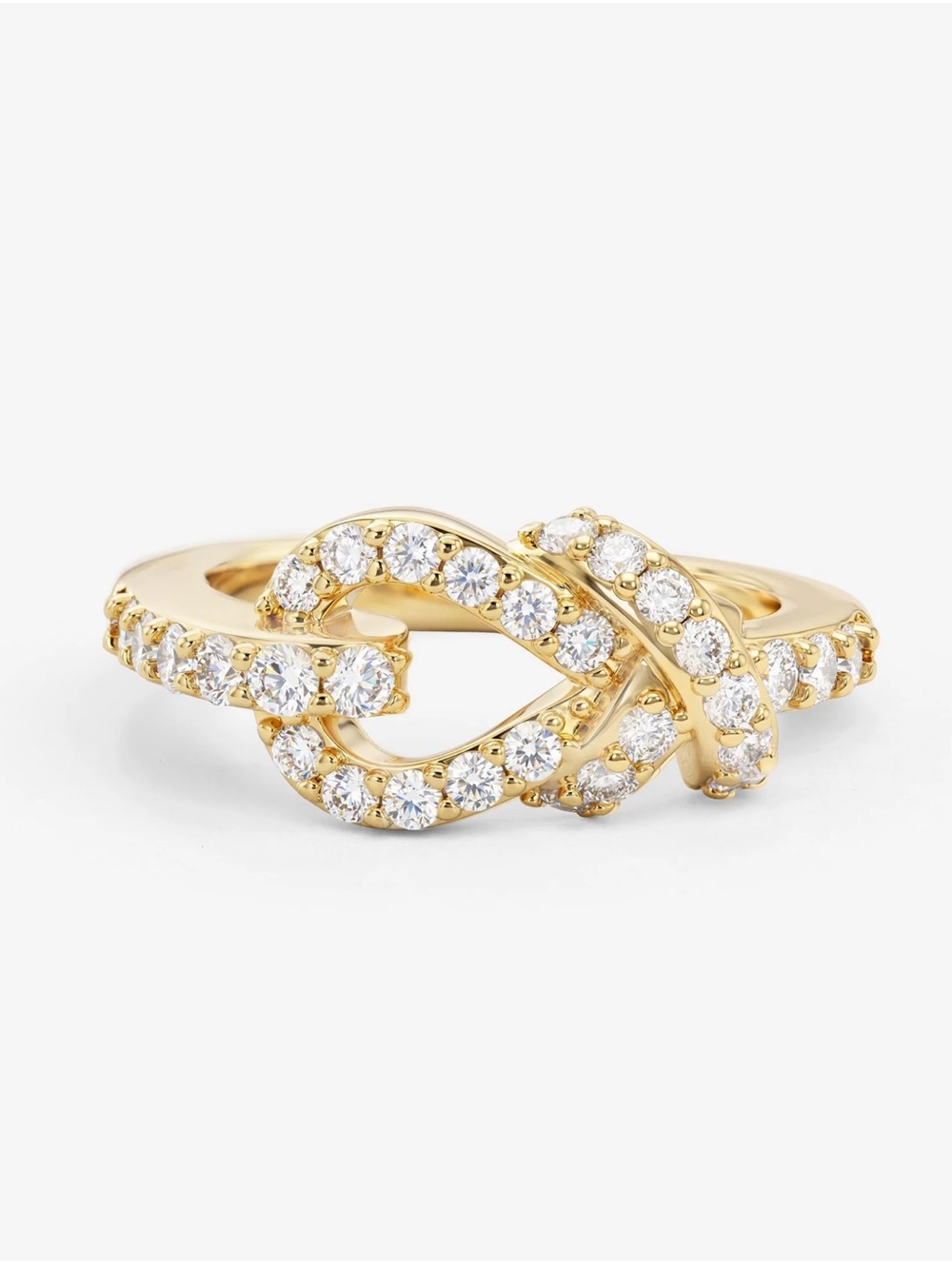 Gold Pavé Knot Ring with Simulated Diamonds